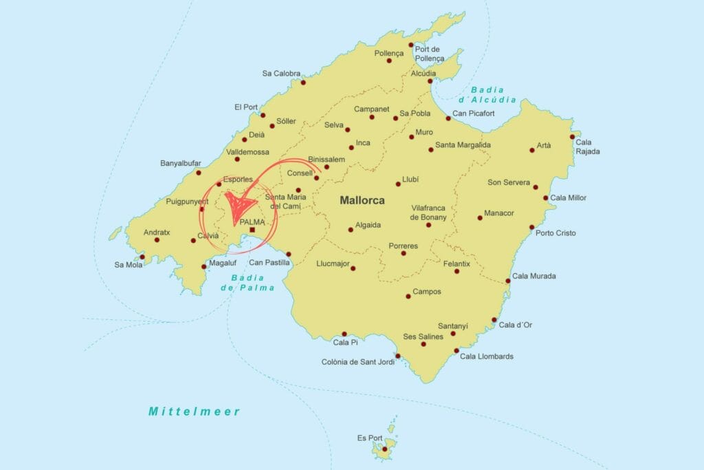 Son Vida auf der Karte von Mallorca