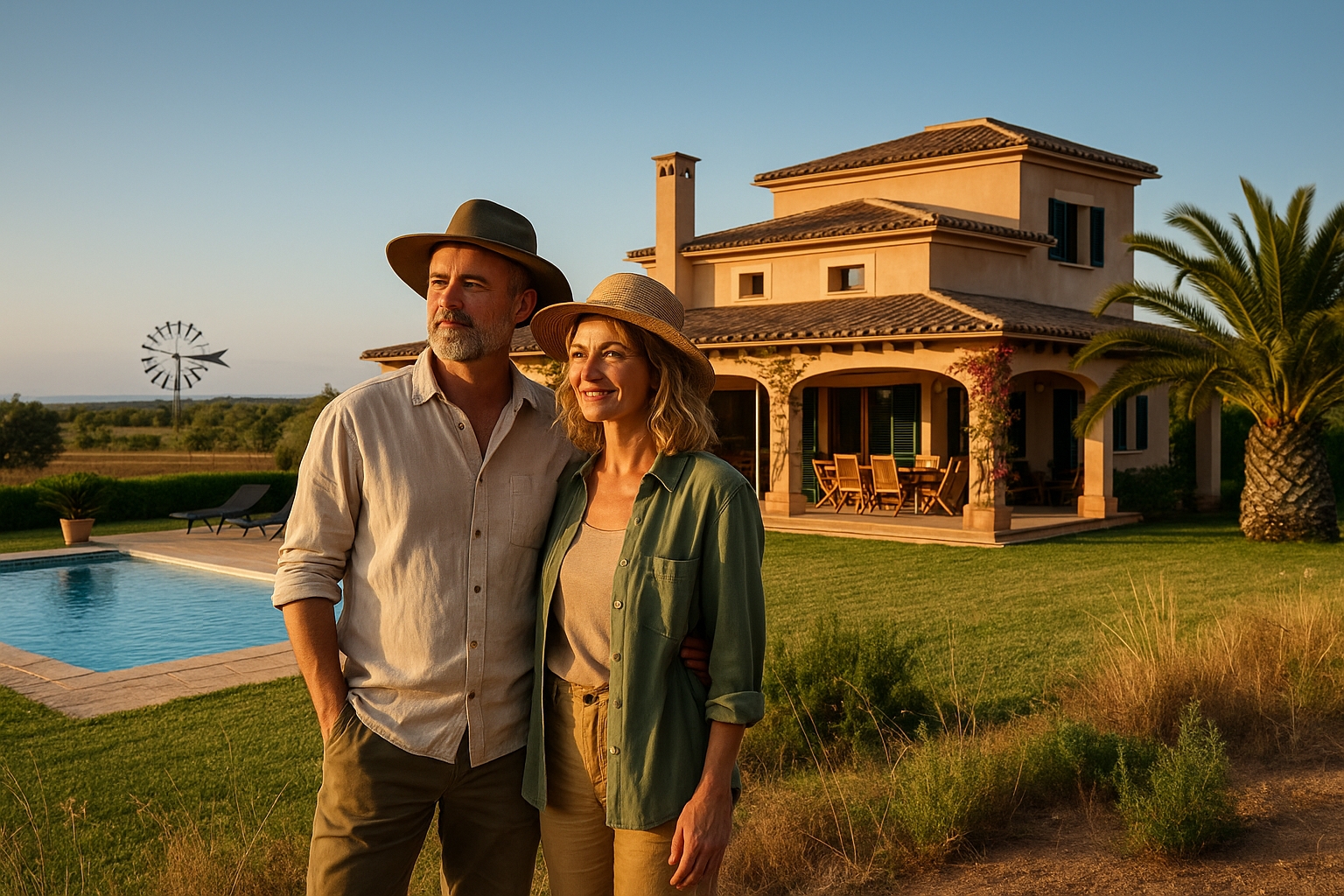 KI generiertes Bild von einem Paar vor ihrem neuen Haus in Campos