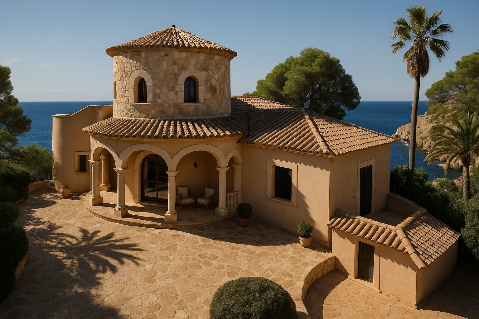 Ki generiertes Bild einer Villa mit Meerblick in Llucmajor