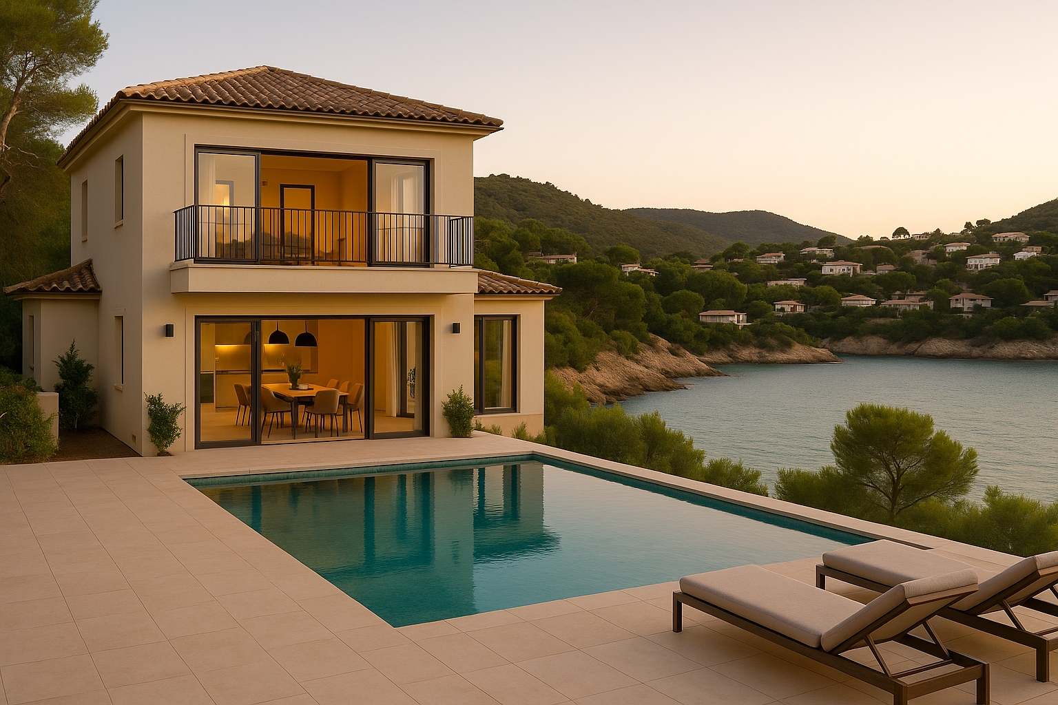 Ki generierte Villa am Hang einer Küste von Manacor