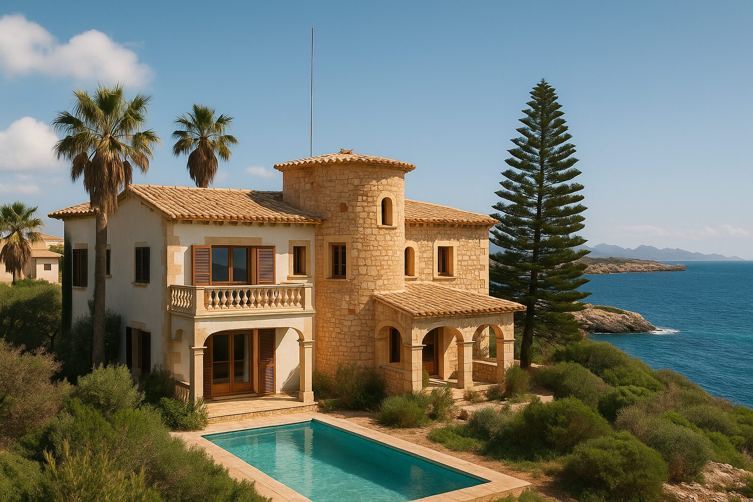 Ki generierte Villa mit Pool in Porto Cristo