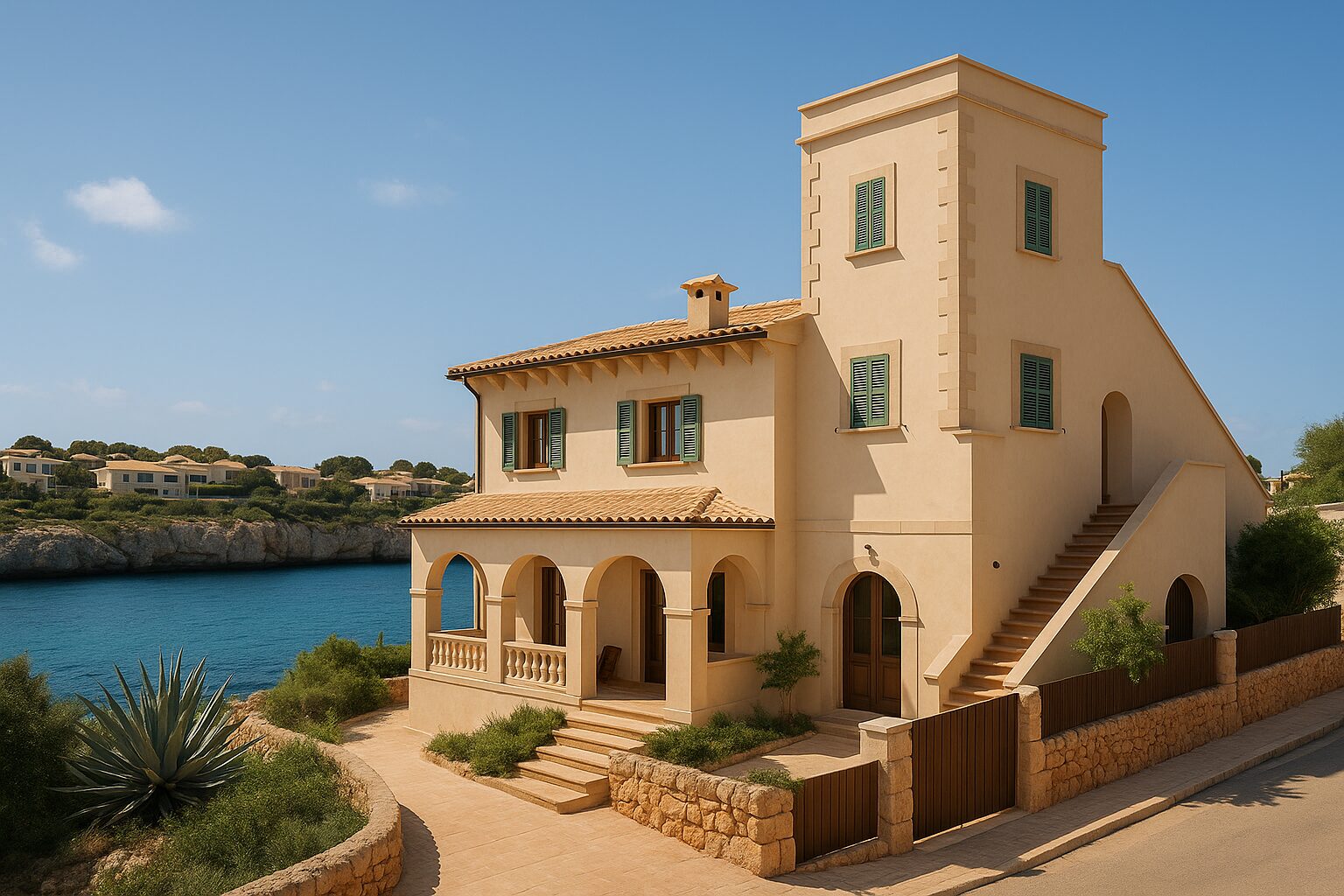 KI generierte Villa mit Küstenblick in Porto Cristo
